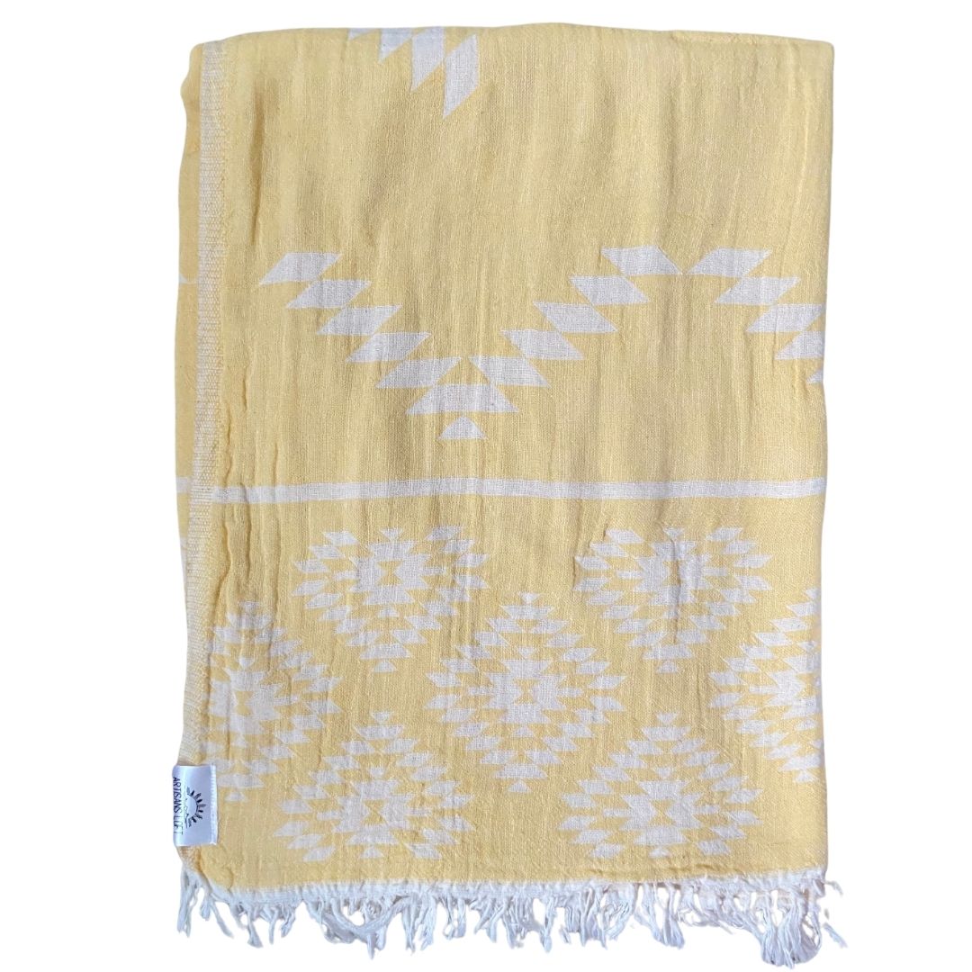 Turkish Towel Boho Print Canada | The Artisans Loft | Aztec Print | Yellow | Beach Blanket