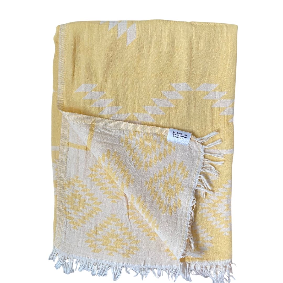 Turkish Towel Boho Print Canada | The Artisans Loft | Aztec Print | Yellow | Beach Blanket