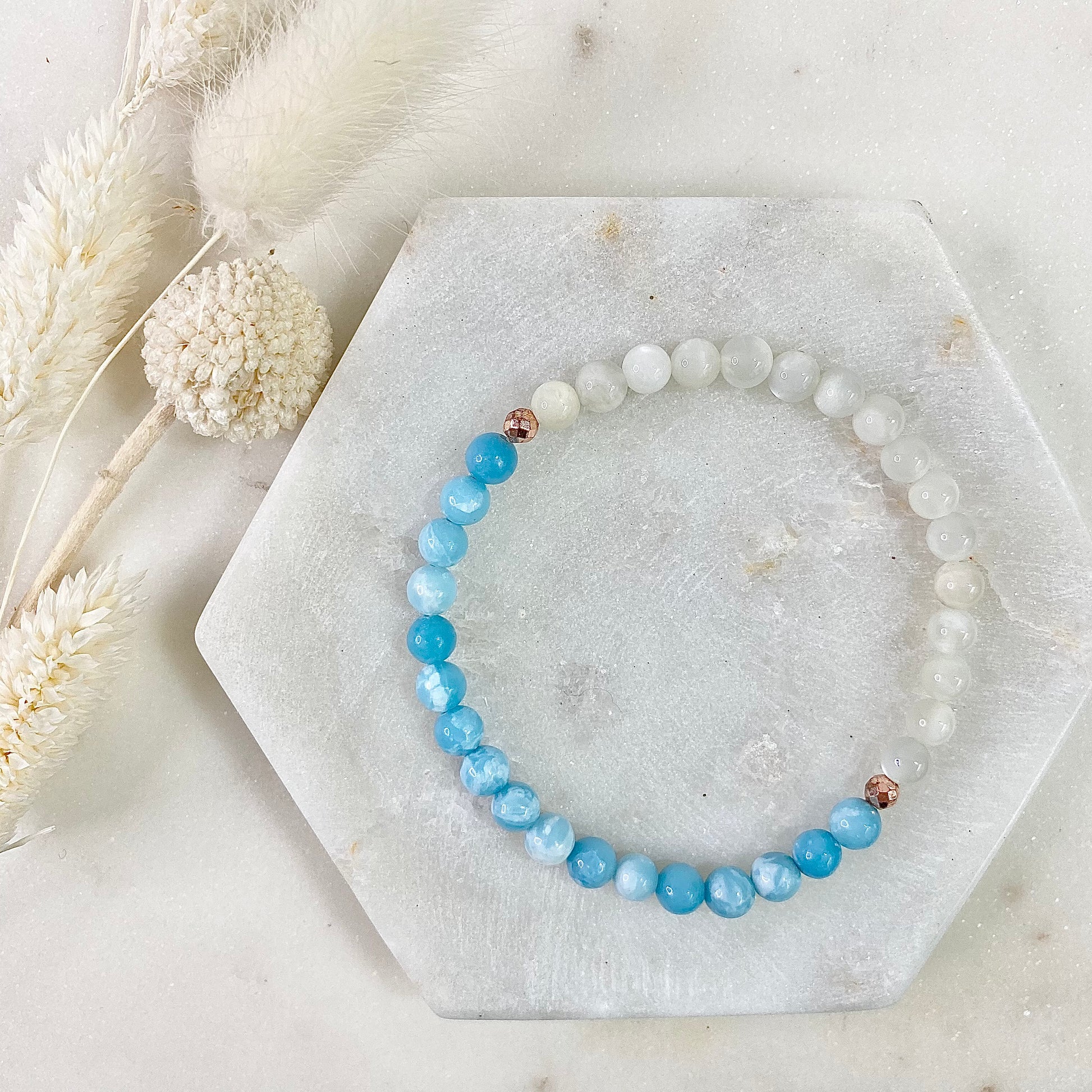 Larimar and Moonstone | Gemstone Bracelet | The Artisans Loft Canada Handmade Bracelet