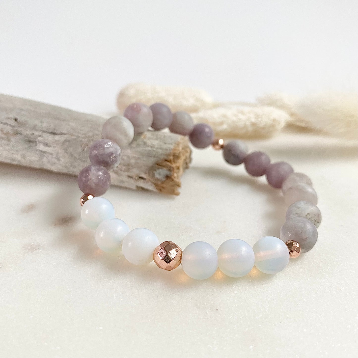 The St. Lucia Gemstone Bracelet | Lilac Amethyst + Opal