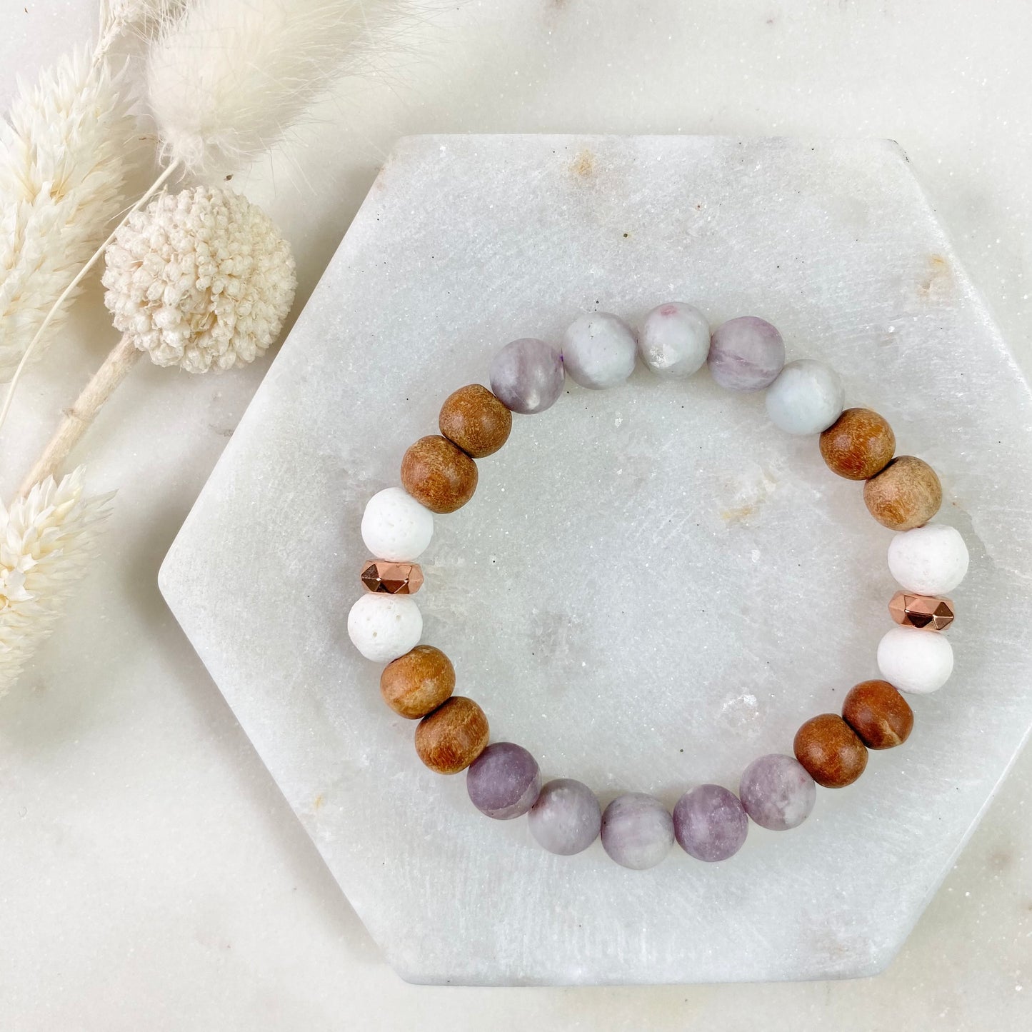 The Oahu Gemstone Bracelet | Lilac Amethyst + Sandalwood + Lava