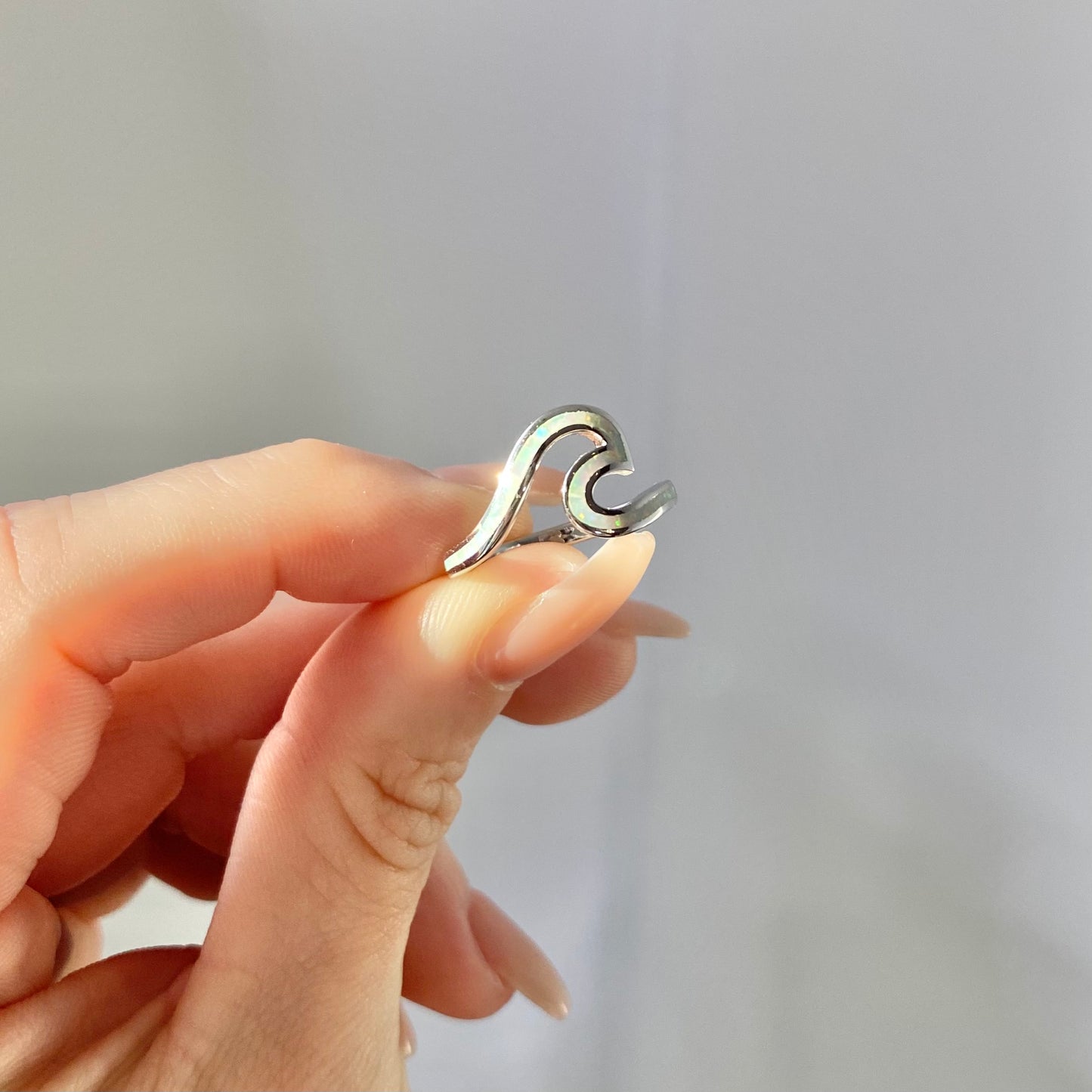 White Opal Inlay Gemstone Ring | Wave Ring | The Artisans Loft Canada