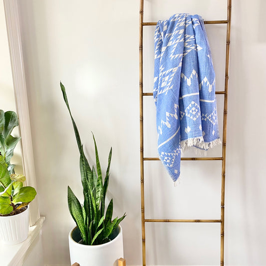 The Bali Towel | 100% Organic Cotton | Ocean Blue | The Artisans Loft Canada Turkish Towel